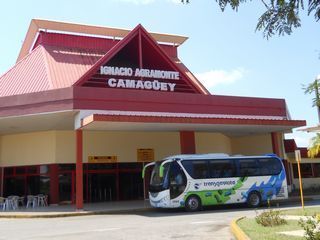 Camaguey Airport and our bus